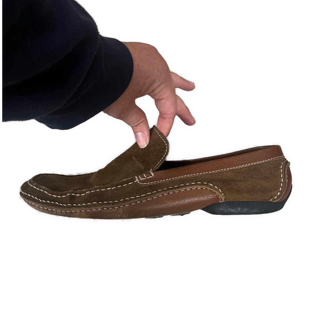 A. Testoni Men's Brown Suede Leather Driving Moccasin Shoes-‎ Size 9